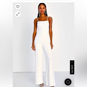 Stylish denim white backless/ wide leg  jumpsuit NWT sz small